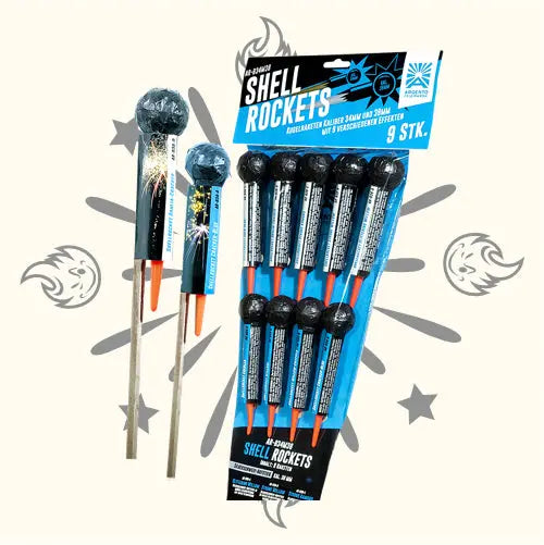 Shellrockets Cal. 34/38 mm 9er Pack Kugelraketen Argento