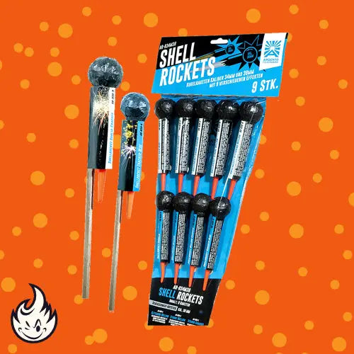 Shellrockets Cal. 34/38 mm 9er Pack Kugelraketen Argento