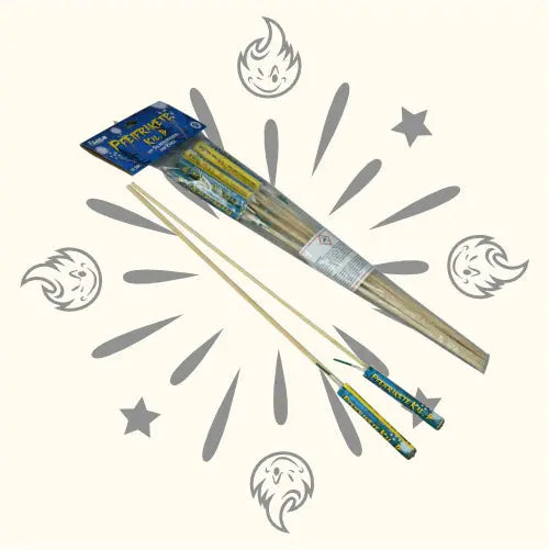 Pfeifrakete Kal. B mit Silbercrackern und Knall Funke