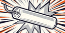 Illustration eines Dynamitstabs im Cartoon-Stil mit brennender Zündschnur vor einem explosiven Comic-Hintergrund mit nach außen gerichteten Strahlen. Die Farbpalette umfasst Creme, Orange, Schwarz und Grau.