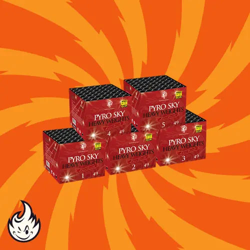 Pyro Sky Heavy Weights 5er Set 245's BONFIREWORKS Rubro