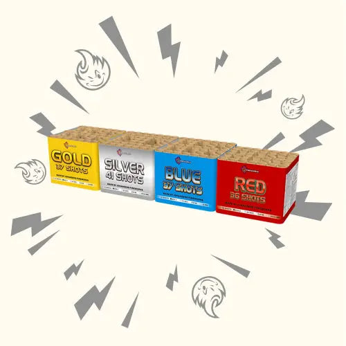 #DEAL 32 J-Fireworks Streetbox Gold Silver Red Blue - 4er Set 151 Schuss J-Fireworks
