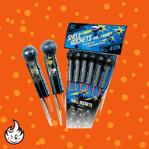 Shellrockets Cal. 34 mm 6er Pack Kugelraketen Argento