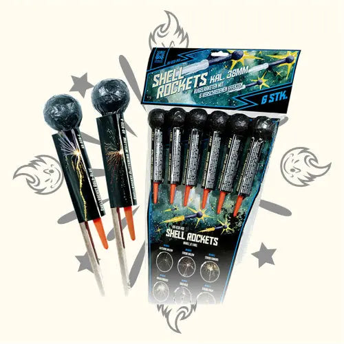 Shellrockets Cal. 38 mm 6er Pack Kugelraketen Argento
